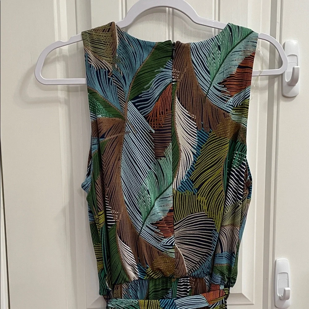 VERSONA Wide Leg Tropical Leaf Print Jumpsuit Size Medium
